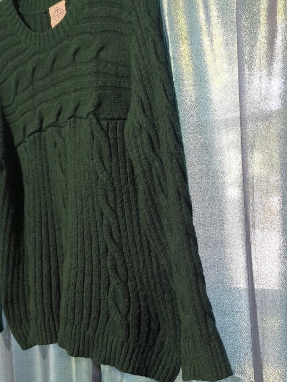 St. John's Bay Dark Green Cable Knit Crewneck Sweater